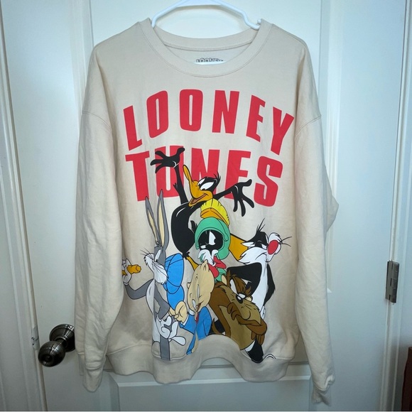 looney tunes graphic sweatshirt ivory Sz XXL - Picture 7 of 14